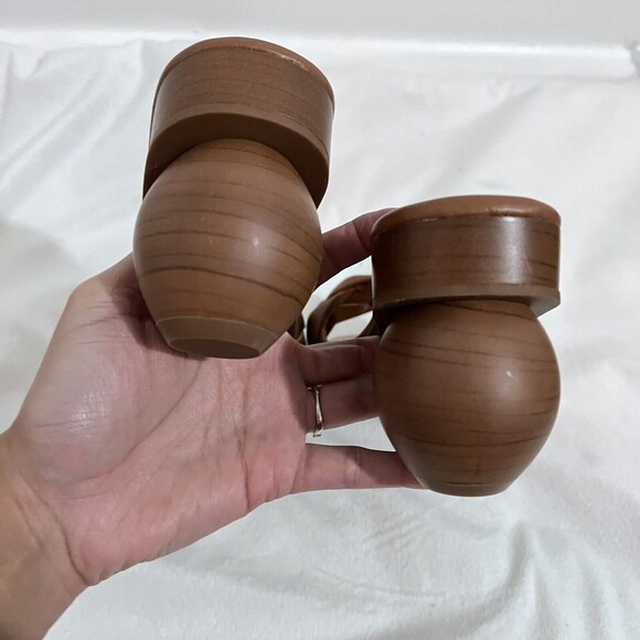 I.N.C Zaleste Cognac Braided Brown Sandals Size 9 M Round Heel Modern Artsy - Picture 6 of 9